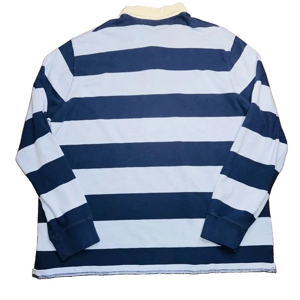 Polo Ralph Lauren Rugby Shirt Men’s 2XL Long Sleeve Blue Striped Navy Preppy